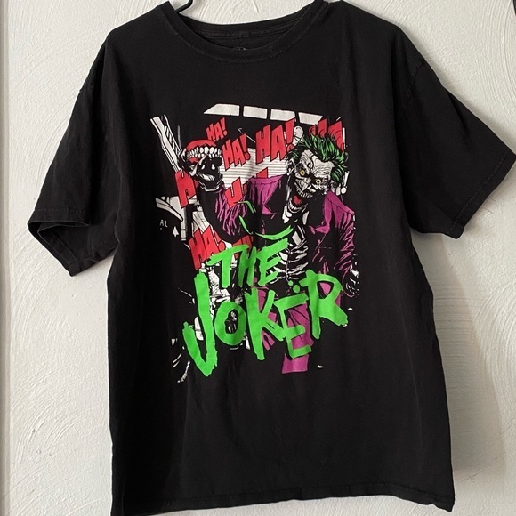 Batman The Joker T-Shirt Mens Size Large Black Pull Over Short Sleeve‎ - Picture 1 of 6
